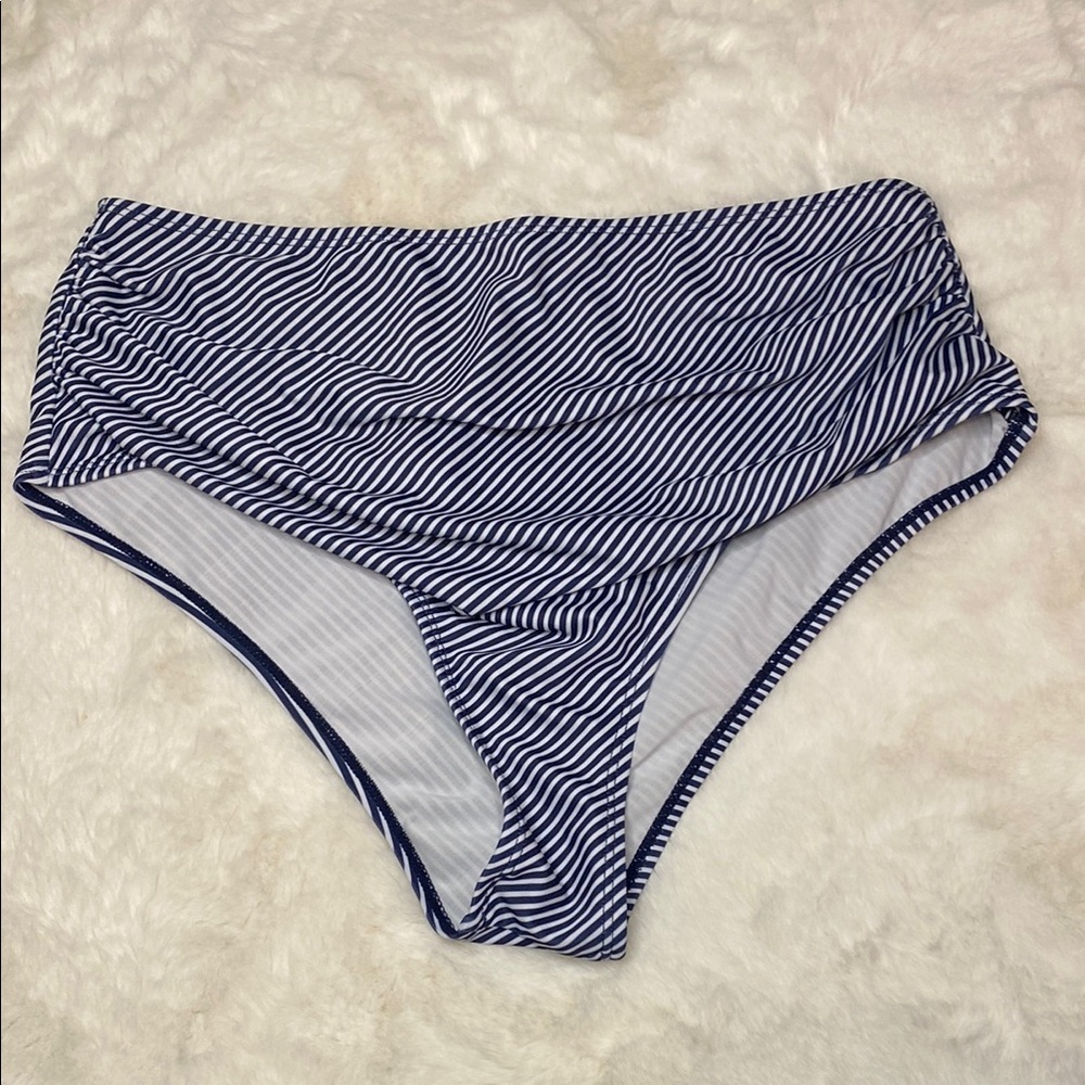 Striped High-Waisted Bikini Bottoms Size Large